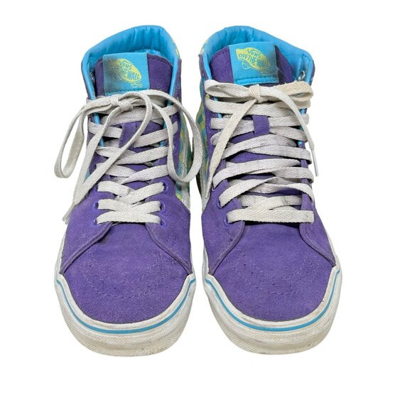 Vans Sk8-Hi Purple Blue & Yellow Checkerboard Sneakers Size 5 Mens / 6.5 Womens - Picture 3 of 13